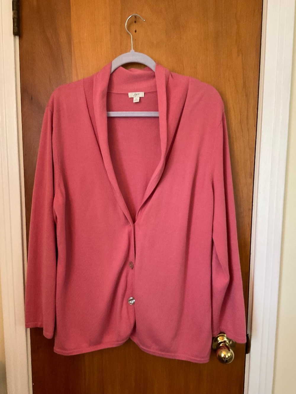 J. Jill Vintage Salmon Pink Knit Button Front Cardigan Sweater XL
